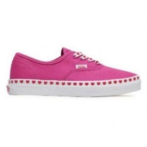Vans Kids Authentic Love Heart Trim Sneakers Pink & Red Size 2